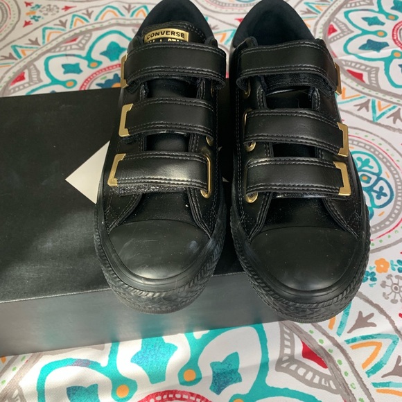 Converse Leather Black Monochrome women’s size 8 - Picture 2 of 4